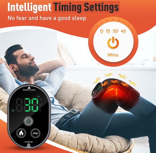 WizBay Premium Select® 3-in-1 Massage Brace – Knie, Schouder & Elleboog – Warmtecompressie & Vibratiemassage – LED Tiptoets Bediening – Draadloos Oplaadbaar – Zwart
