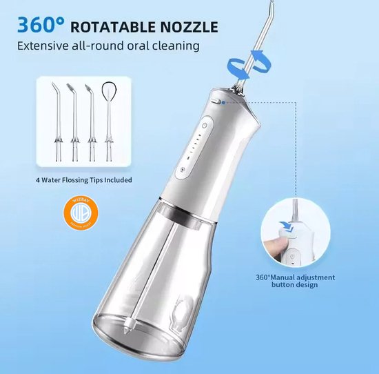 WizBay Premium Select® Cordless Waterflosser - Monddouche - Water Flosser - Wit