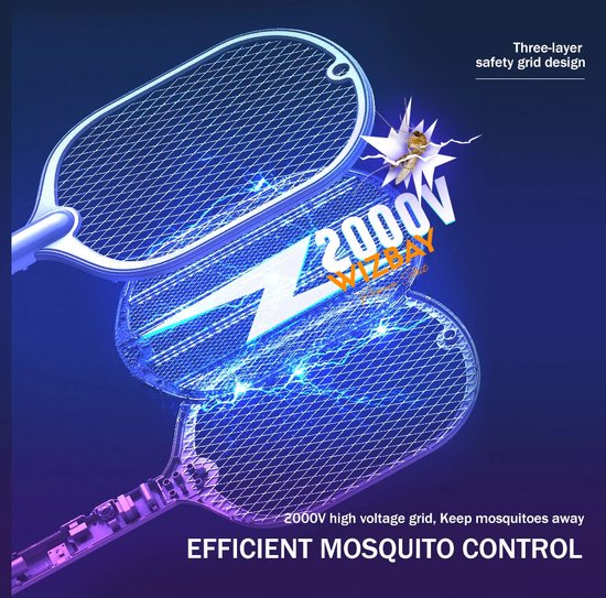 WizBay Premium Select® Dual Elektrische Vliegenmepper - Auto UV Lamp Vanger - Oplaadbaar - Muggen Insecten Vliegen lamp - Wit
