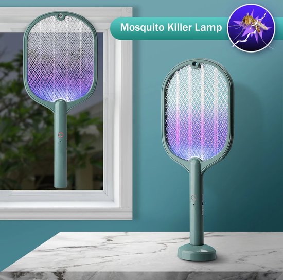 WizBay Premium Select® Dual Elektrische Vliegenmepper - Auto UV Lamp Vanger - Oplaadbaar - Muggen Insecten Vliegen lamp - Wit