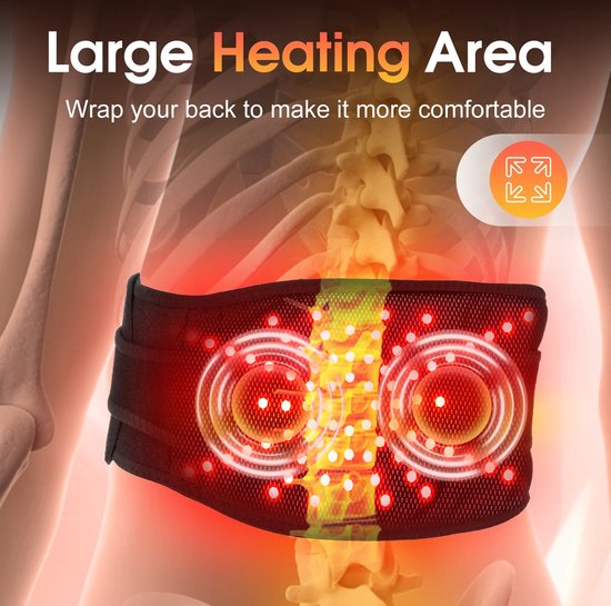WizBay Premium Select® 4-in-1 Infrarood Lichtherapie Gordel - 100 Infrarood Beats - Warmte en Vibratiemassage - Oplaadbaar - 5000mAh - Voor Rug Buik Schouders Benen