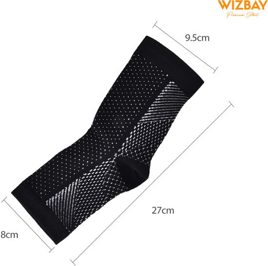 WizBay Premium Select® Compressie Sokken – Orthopedische Sport en Herstel Steunkousen – Enkelbrace en Voetondersteuning bij Hielspoor (Plantar Fasciitis) – Ademend, Elastisch & Vochtregulerend – Unisex – Nylon Spandex – FAGG Geregistreerd - L 42-45