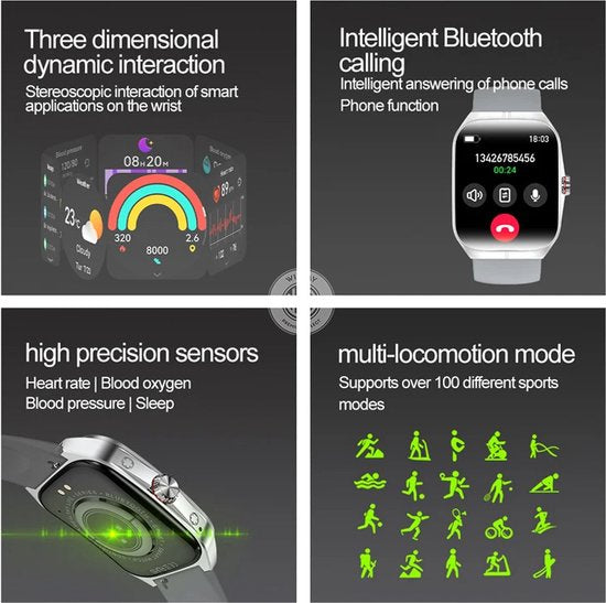 WizBay Premium Select® Smartwatch 1.95inch AMOLED - Bellen - AI Voice Assist - Magnetic Laden - Hart Monitor - O2 Bloeddrukmeter - Multi Sport Modi - Slaap - Message - Smartwatches - Zwarte Case - TPU Zwarte Band