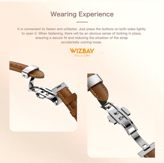 WizBay Premium Select® 1.13 Inch AMOLED Smartwatch Goud met Paars Leren Band – Hartslag, Bloeddruk SpO₂ Monitoring – Fitness Tracker – Elegant Vierkant Design – Android iOS