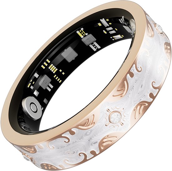 WizBay Premium Select® Bohemian Smart Ring - Pearl White - Hartslag, Slaap en Zuurstofmeting - Activiteitstracker - Maat 7