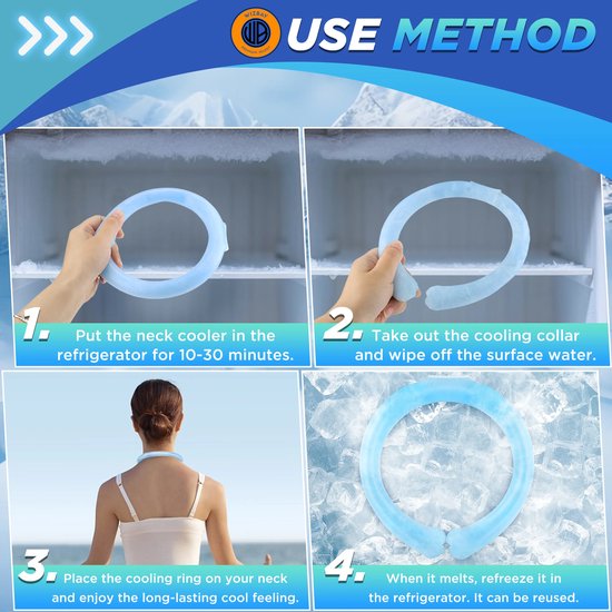 WizBay Premium Select® Nek Koelring – Cooling Neck Ring – Herbruikbare Nekkoeler – PCM Koelband – Voor Sport, Werk, Hitte – Blauw