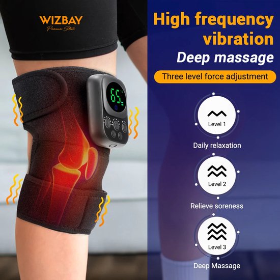 WizBay Premium Select® 4in1 Warmte Brace - Knie Schouder Arm Been - Vibratie en EMS - App - Draadloos - App iOS en Android
