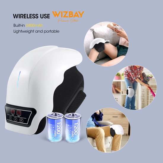 WizBay Premium Select® 3 in 1 Smart Infrarood Knie Elleboog en Schouder Massager – 360° Warmtecompressie 9 Vibratieniveaus - 3 Warmtestanden 45°C 55°C 65°C – Moxa Verwarming Infrarood Therapie Elektrodenfunctie - LED Tiptoets Computer Design – Wit