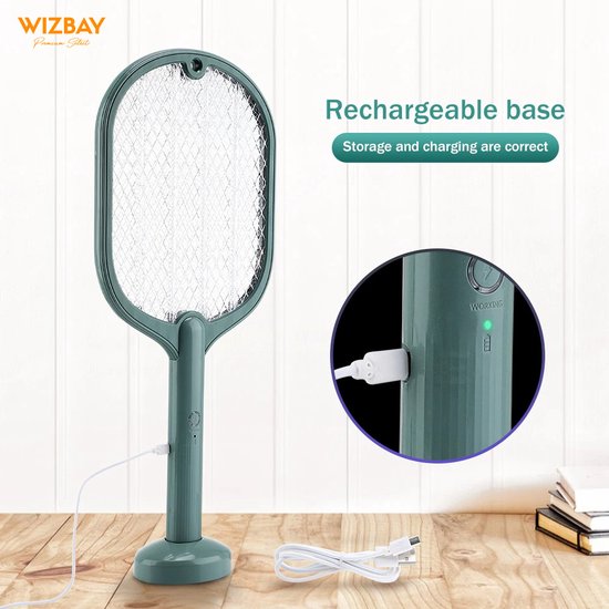 WizBay Premium Select® Dual Elektrische Vliegenmepper - Auto UV Lamp Vanger - Oplaadbaar - Muggen Insecten Vliegen lamp - Wit