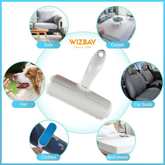WizBay Premium Select® Huisdierhaar Verwijderaar - Verwijder Honden en Kattenharen - Pluizenborstel - Pluizenroller - Haarverwijderaar Kleding Bank Karpet Auto