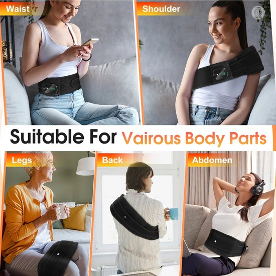 WizBay Premium Select® 4-in-1 Infrarood Lichtherapie Gordel - 100 Infrarood Beats - Warmte en Vibratiemassage - Oplaadbaar - 5000mAh - Voor Rug Buik Schouders Benen