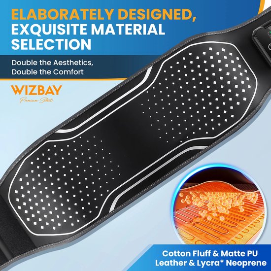 WizBay Premium Select® Rug Massage Gordel - Luchtcompressie - Warmtetherapie - Vibratiemassage - Draadloos - 4000mAh - Zwart