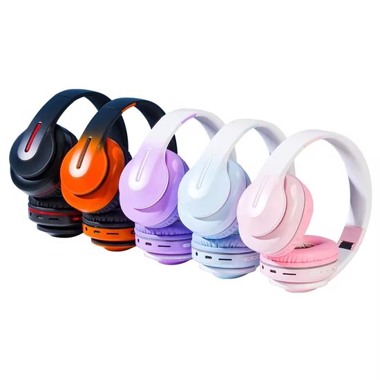 WizBay Premium Select® Headset met Microfoon - HIFI Stereo - HD Bluetooth Phone Call - Headset Draadloos - Superior 40mm Coil Sound -SD Card - Verstelbare Hoofdband - Soft Zuurstof doorlatend Ear Pads - Witte Buitenkant Met Lila Schelpen