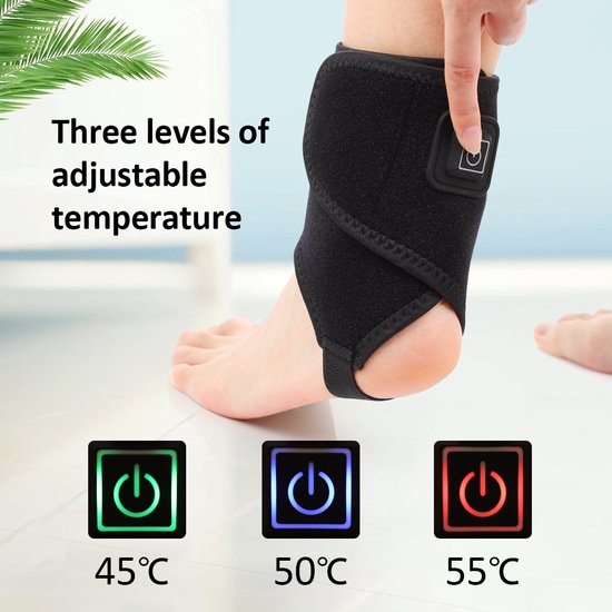 WizBay Premium Select® Enkel Brace Warmte Massage - Enkelbrace - 3 Warmtestanden 45° 50° 55° - Universele Fit - 360° Wrap Design - Zwart