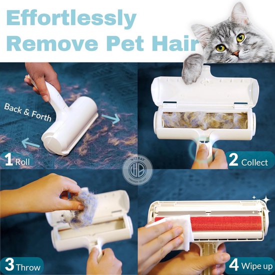 WizBay Premium Select® Huisdierhaar Verwijderaar - Verwijder Honden en Kattenharen - Pluizenborstel - Pluizenroller - Haarverwijderaar Kleding Bank Karpet Auto