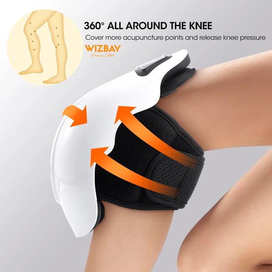 WizBay Premium Select® 3 in 1 Smart Infrarood Knie Elleboog en Schouder Massager – 360° Warmtecompressie 9 Vibratieniveaus - 3 Warmtestanden 45°C 55°C 65°C – Moxa Verwarming Infrarood Therapie Elektrodenfunctie - LED Tiptoets Computer Design – Wit