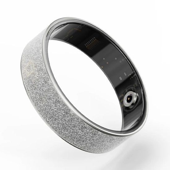 WizBay Premium Select® Zilveren FrostLook Smart Ring Dames Heren - Oplaad Case - Hypoallergeen - Hartslag & Slaap Monitor - IP68 Waterdicht - O2 Meting - Gesture Functie - Multiple Sport Modi - #8