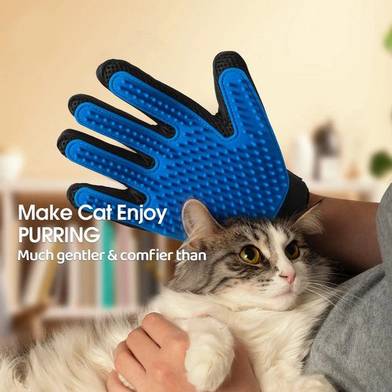 WizBay Premium Select® Grooming Handschoen met 259 Pins - Haarverwijderaar voor alle Huisdieren - Maat Universeel - Blauw