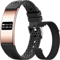 WizBay Premium Select® Smart Bracelet 2026 - Ultradun 2,8 mm - Hartslag en SpO2 - Slaapmonitor - 5ATM Waterdicht - Fitness Tracker - IPS Screen - Android en iOS - Goud - Siliconen en Gewoven Siliconen Band Zwart