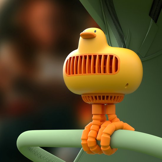 WizBay Premium Select® Kids Duck Shake Head 130º Draaibare Mini Fan - Hand Ventilator - High Volume Air 3 Standen - Octopus Voet - Universeel Inzetbaar - USB Oplaadbaar - Kleur Geel