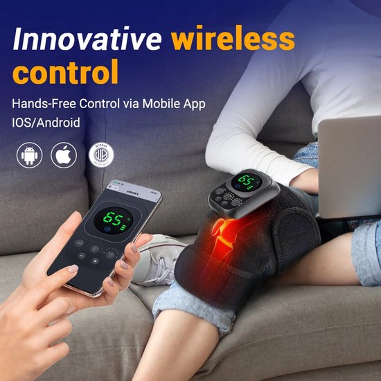 WizBay Premium Select® 4in1 Warmte Brace - Knie Schouder Arm Been - Vibratie en EMS - App - Draadloos - App iOS en Android