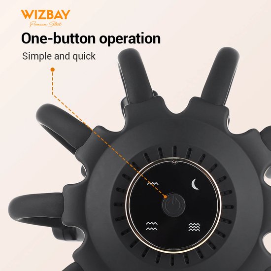 WizBay Premium Select® Hoofdmassage Apparaat – Elektrische Hoofdmassager met 10 Siliconen Massagekoppen – Bluetooth – Draadloos – Zwart