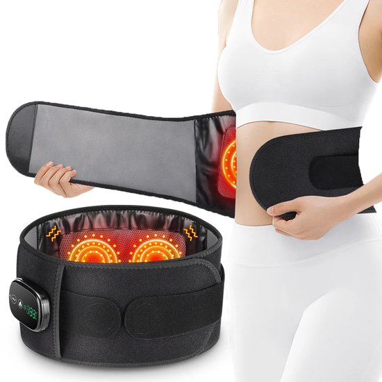 WizBay Premium Select® 2in1 Infrarood Light Therapie Waist Belt - 100 Infrarood Beats - 3 Standen Rugmassage - 5 Standen Warmte Massage - HD LED Tiptoetsbediening - 3 Timer Instellingen - Unisex Fit - Onderrug Massage - Rugmassage Apparaten- Zwart