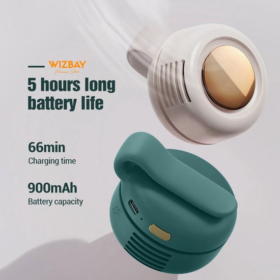 WizBay Premium Select® USB Oplaadbare Zomer Clip-On Mini Cooling Ventilator - 360° Links of Rechts Instelbaar Fan - 3 Standen - Aircooler - Groen