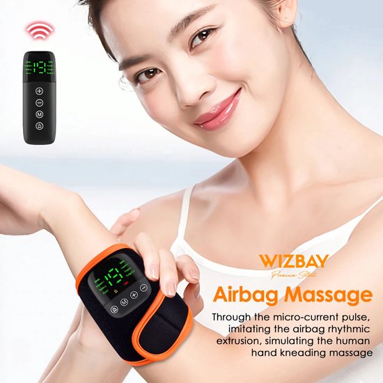 WizBay Premium Select® Elektrische Microcurrent Massage Belt – EMS Pulse Massage met Afstandsbediening – 8 Modi - 19 Intensiteitsniveaus – Verwarming Airbag Drukmassage – Arm Nek Hand Voet en Been – Met Verlengband