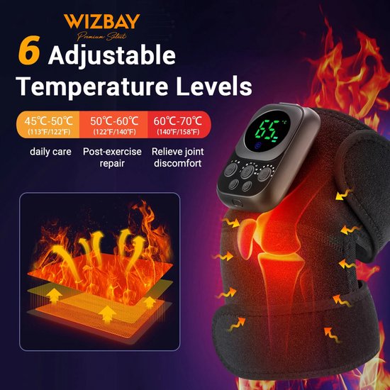 WizBay Premium Select® 4in1 Warmte Brace - Knie Schouder Arm Been - Vibratie en EMS - App - Draadloos - App iOS en Android