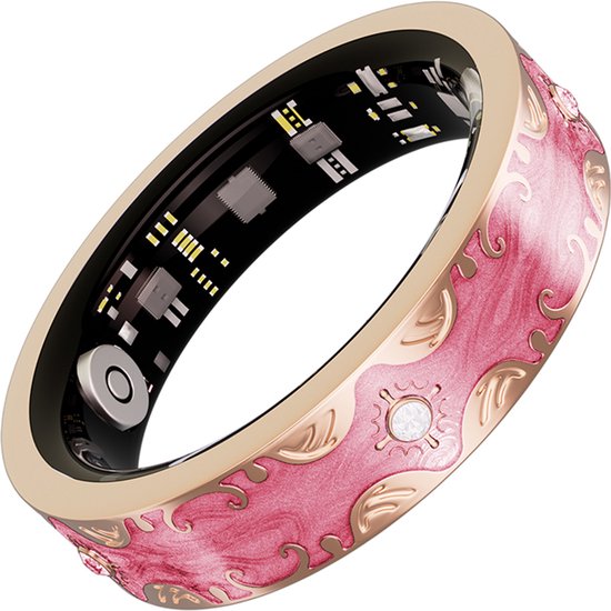 WizBay Premium Select® Bohemian Smart Ring - Cherry Blossom Pink - Hartslag, Slaap en Zuurstofmeting - Activiteitstracker - Maat 10