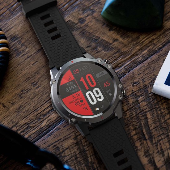WizBay Premium Select® 1.45inch Sport Smartwatch Dames Heren TFT - Bellen - Magnetic Laden - Slaap Hart Monitor - O2 Bloeddrukmeter - Sport Modi - Message - Alu Mat Zilver Case - Smartwatches - Leger Groen TPU Band - Extra Zwarte TPU Band