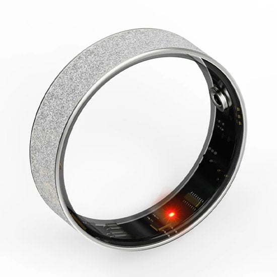 WizBay Premium Select® Zilveren FrostLook Smart Ring Dames Heren - Oplaad Case - Hypoallergeen - Hartslag & Slaap Monitor - IP68 Waterdicht - O2 Meting - Gesture Functie - Multiple Sport Modi - #8