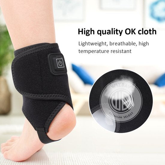 WizBay Premium Select® Enkel Brace Warmte Massage - Enkelbrace - 3 Warmtestanden 45° 50° 55° - Universele Fit - 360° Wrap Design - Zwart