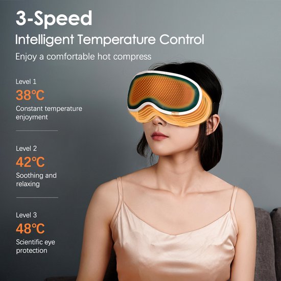 WizBay Premium Select® Warmte Vibratie en Ice Pack Massage Oogmasker - Oogmasker Slaap - Oogmasker Wallen - Graphene 3 Standen Warmte Massage - 7 Vibratie Massage Standen - Ice Pack en 2 Wet Pads Bijgeleverd - Roze