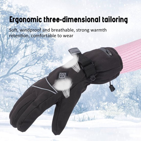 WizBay Premium Select® Verwarmde Handschoenen XL - 2x sterke 4000mAh sterke Batterij - Winter Handschoenen - 3 Standen Instelbaar - Waterdicht - Touchscreen Vingers - Extra Hand en Pols Sluiting - Zwart