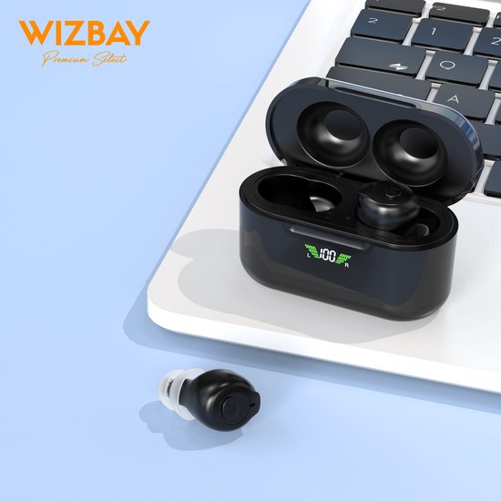 WizBay Premium Select® 2x Mini DSP Intelligent digitaal Gehoorapparaat Oplaadbaar – Bluetooth - In-Het-Oor (IHO) – Bluetooth – Noise Reduction – Geluidsreductie - Gehoorversterker - Oplaadbaar met Magnetische LED L/R Oplaadbox – Zwart