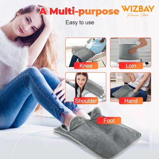 WizBay Premium Select® Elektrisch Voetverwarmingskussen – 9 Temperatuurstanden – Afstandsbediening – Superzacht Kristalstof – Timerfunctie – Wasbaar – 75W – Voor Thuis & Kantoor