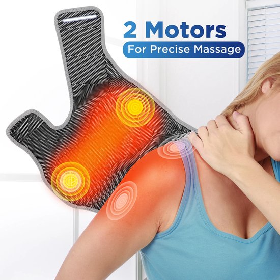WizBay Premium Select® SchouderBrace - Massage 3 Standen Vibration en 6 Warmte - 3-Dimensionaal Soft Wrap Design - LED Tiptoets Computer - Zwart