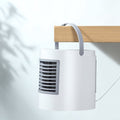 WizBay Premium Select® 3in1 Draagbare Desktop Water Aircooler - Mini Airco - LED Licht - 380 ml Watertank - Luchtbevochtiger - Met draagbaar Handvat - Luchtkoeler - Mini Ventilator - Slaapkamer Woonkamer Camping Vakantie - Kleur Wit Grijs