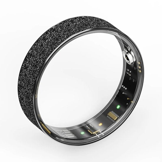 WizBay Premium Select® Zwarte FrostLook Smart Ring Dames Heren - Oplaad Case - Hypoallergeen - Hartslag & Slaap Monitor - IP68 Waterdicht - O2 Meting - Gesture Functie - Multiple Sport Modi - #9