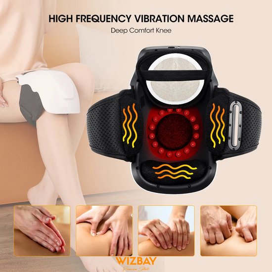 WizBay Premium Select® 3 in 1 Smart Infrarood Knie Elleboog en Schouder Massager – 360° Warmtecompressie 9 Vibratieniveaus - 3 Warmtestanden 45°C 55°C 65°C – Moxa Verwarming Infrarood Therapie Elektrodenfunctie - LED Tiptoets Computer Design – Wit