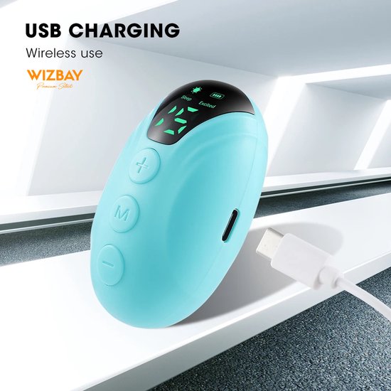 WizBay Premium Select® Draagbaar Elektrisch Slaapondersteuningsapparaat - Handheld Insomnia Slaaphulp – EMS Micro-Current Technologie – 2 Modi 15 Instelbare Sterktes – Stressvermindering Slaaptrainer – Oplaadbaar 300mAh – Compact & Sti