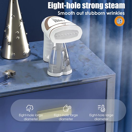 WizBay Premium Select® Kledingstomer incl 4 Opzetstukken - Opvouwbaar - 1600W Stoomapparaat met 250ml Reservoir - Luxe Kledingstomer - Handstomer - Stoomreiniger - Stoomapparaat Kleding
