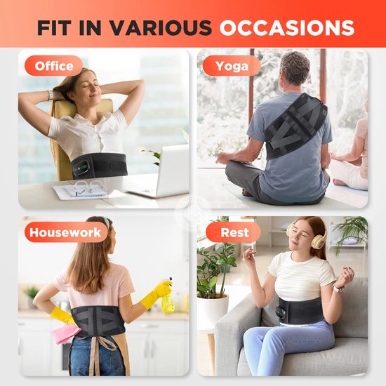 WizBay Premium Select® 2in1 Infrarood Light Therapie Waist Belt - 100 Infrarood Beats - 3 Standen Rugmassage - 5 Standen Warmte Massage - HD LED Tiptoetsbediening - 3 Timer Instellingen - Unisex Fit - Onderrug Massage - Rugmassage Apparaten- Zwart