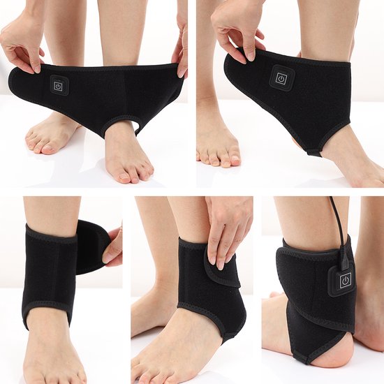 WizBay Premium Select® Enkel Brace Warmte Massage - Enkelbrace - 3 Warmtestanden 45° 50° 55° - Universele Fit - 360° Wrap Design - Zwart
