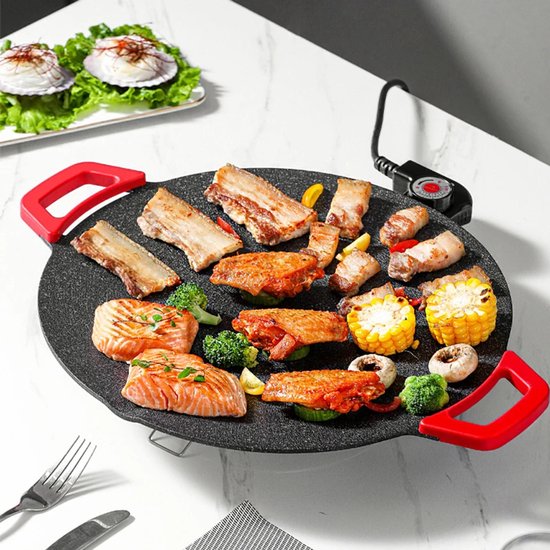 WizBay Premium Select® Bak Grillplaat Anti Baklaag - Elektrisch - Aluminium - 4 tot 6 Personen - Binnen Buiten - Funcooking - 36x36x10cm