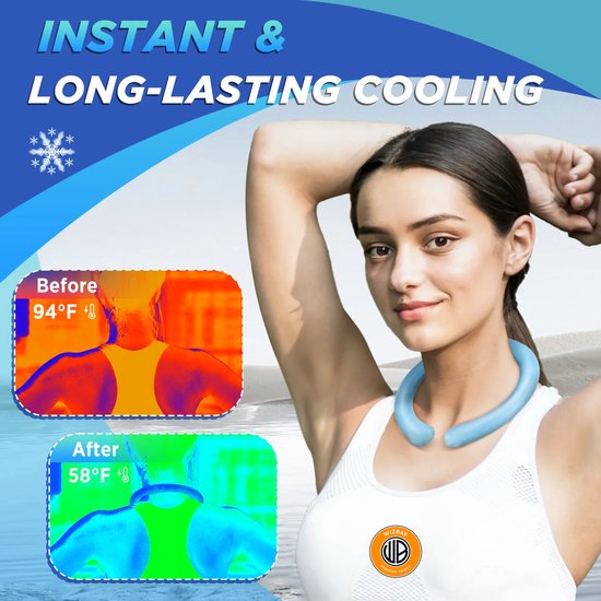 WizBay Premium Select® Nek Koelring – Cooling Neck Ring – Herbruikbare Nekkoeler – PCM Koelband – Voor Sport, Werk, Hitte – Blauw