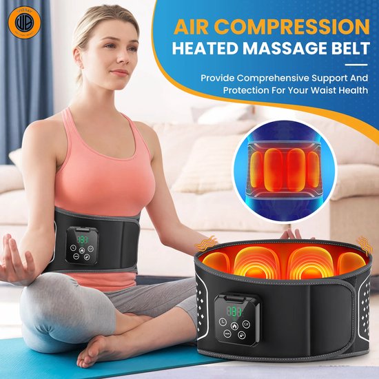 WizBay Premium Select® Rug Massage Gordel - Luchtcompressie - Warmtetherapie - Vibratiemassage - Draadloos - 4000mAh - Zwart