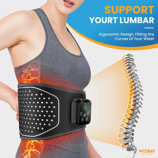 WizBay Premium Select® Rug Massage Gordel - Luchtcompressie - Warmtetherapie - Vibratiemassage - Draadloos - 4000mAh - Zwart